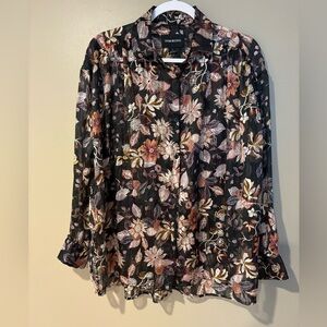 oversized boho sabina musayev revolve glitter infused button up floral blouse